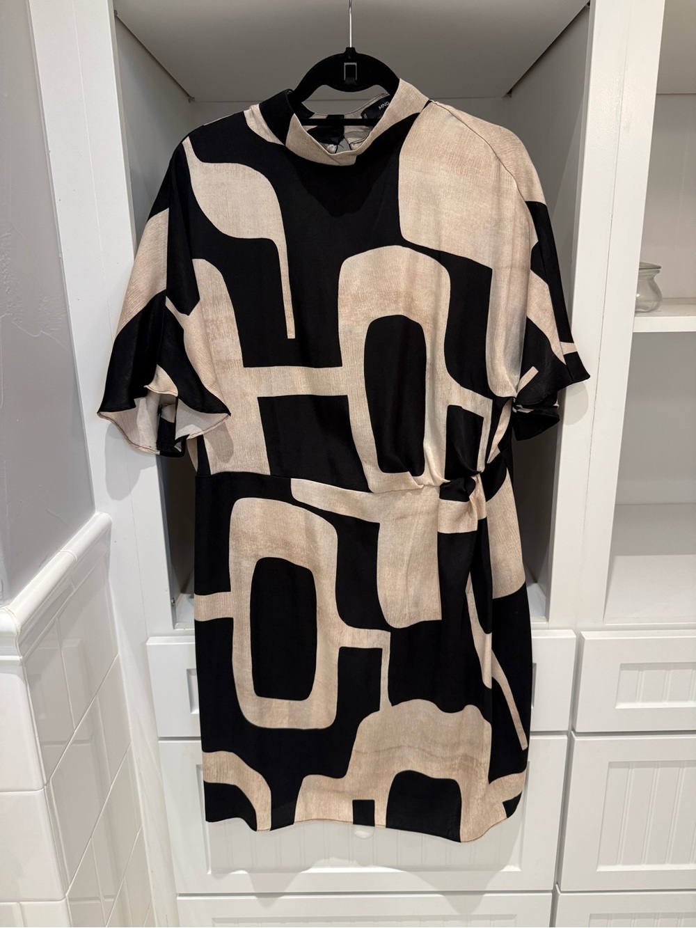 Mango Beige Top with Black Polka-Dot Detail